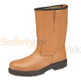 119SM Tan Fur Lined Rigger with Steel Midsole, rubber nitrile sole.