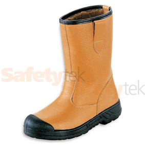 118SCM Tan Fur Lined Rigger Boot With Steel S/Midsole