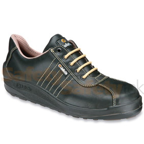 Black Safety Shoe with wedged heel and steel midsole J0286
